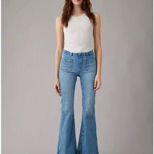 American Eagle Blue Flare Jeans 70s Inspired